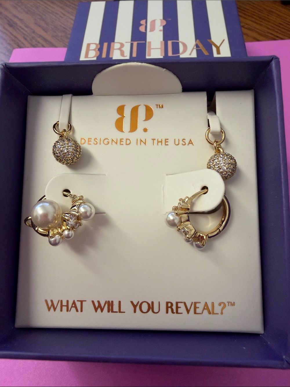bp Gold-Tone Pearl & Crystal Orb Drop Earrings - Gold, White